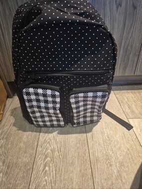 Jetstream Black Polka Dot & Gingham Front-Pocket Backpack With Laptop Compartmen